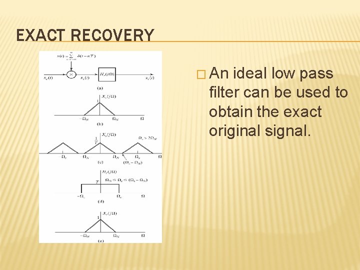 EXACT RECOVERY � An ideal low pass filter can be used to obtain the