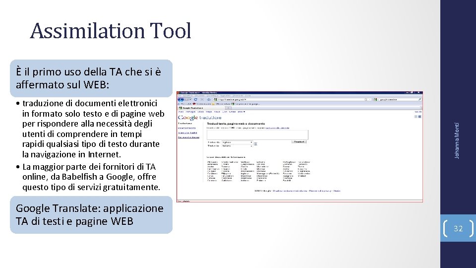 Assimilation Tool • traduzione di documenti elettronici in formato solo testo e di pagine