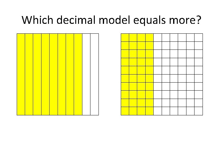 Which decimal model equals more? 