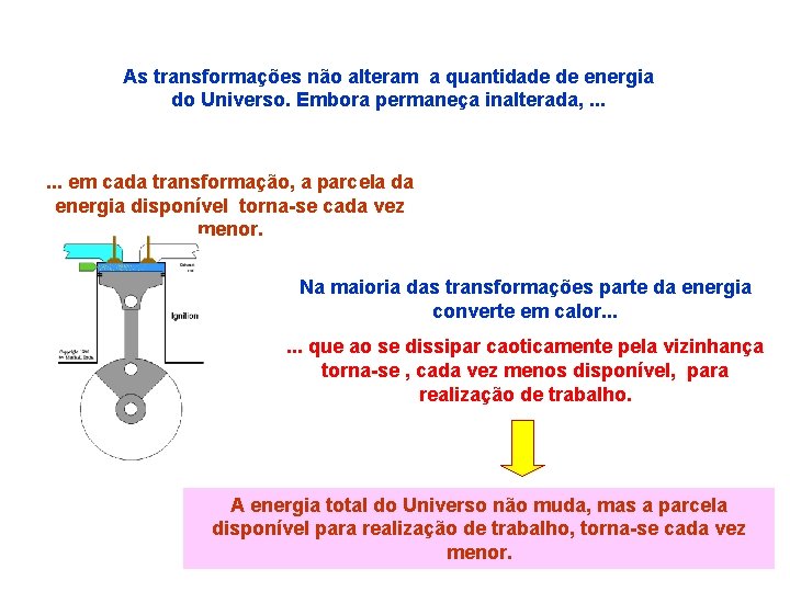 As transformações não alteram a quantidade de energia do Universo. Embora permaneça inalterada, .