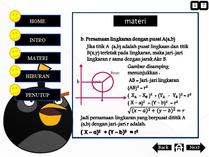 i HOME materi INTRO MATERI HIBURAN PENUTUP B(x, y) b A(a, b ) a