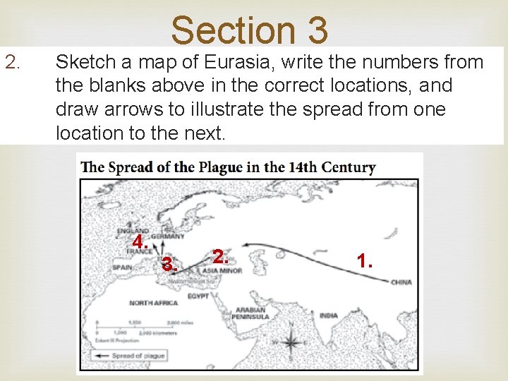 2. Section 3 Sketch a map of Eurasia, write the numbers from the blanks