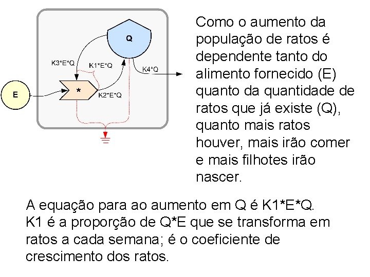 Como o aumento da população de ratos é dependente tanto do alimento fornecido (E)