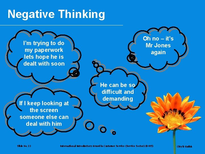 Negative Thinking Oh no – it’s Mr Jones again I’m trying to do my