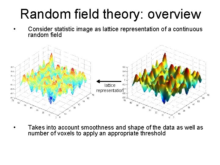 Random field theory: overview • Consider statistic image as lattice representation of a continuous