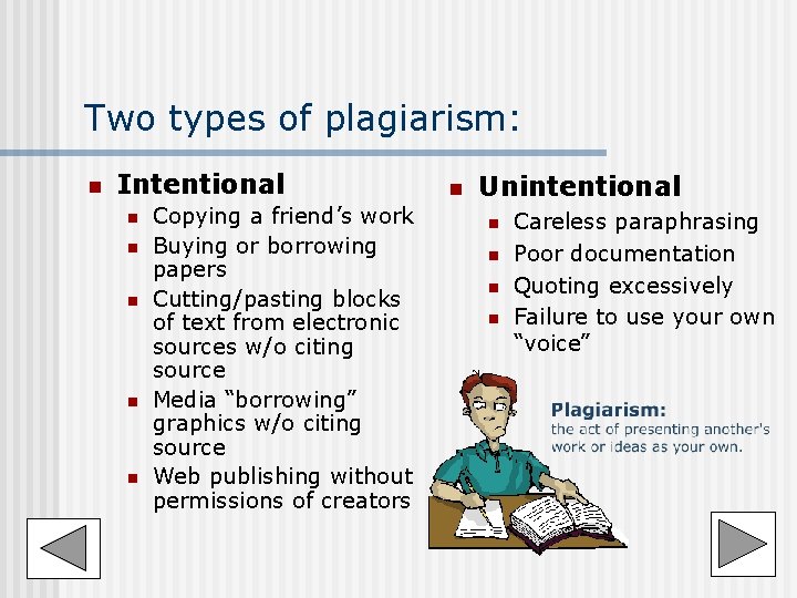 Two types of plagiarism: n Intentional n n n Copying a friend’s work Buying Two types of plagiarism: n Intentional n n n Copying a friend’s work Buying