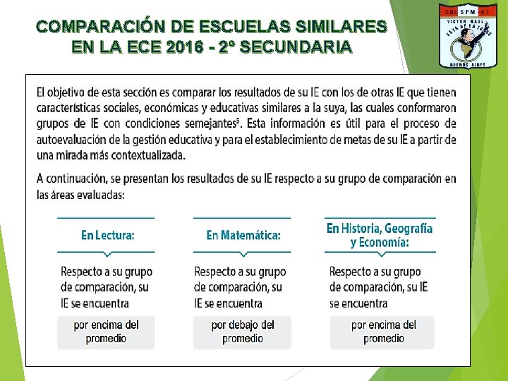 COMPARACIÓN DE ESCUELAS SIMILARES EN LA ECE 2016 - 2° SECUNDARIA 