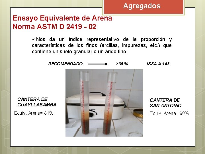 Agregados Ensayo Equivalente de Arena Norma ASTM D 2419 - 02 üNos da un Agregados Ensayo Equivalente de Arena Norma ASTM D 2419 - 02 üNos da un