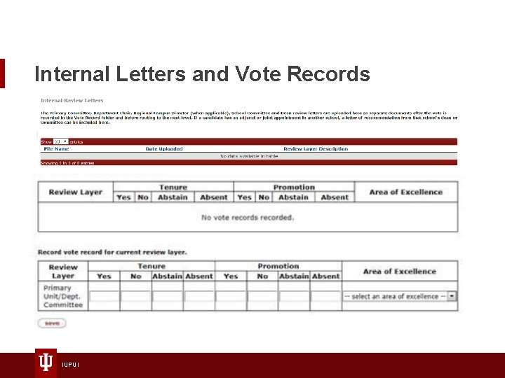 Internal Letters and Vote Records IUPUI 