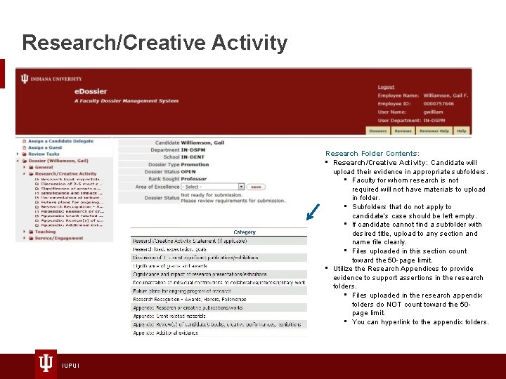 Research/Creative Activity Research Folder Contents: • Research/Creative Activity: Candidate will upload their evidence in