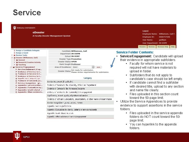 Service Folder Contents: • Service/Engagement: Candidate will upload their evidence in appropriate subfolders. •