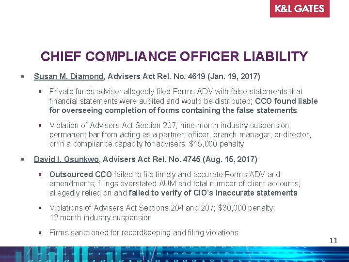 CHIEF COMPLIANCE OFFICER LIABILITY § Susan M. Diamond, Advisers Act Rel. No. 4619 (Jan.