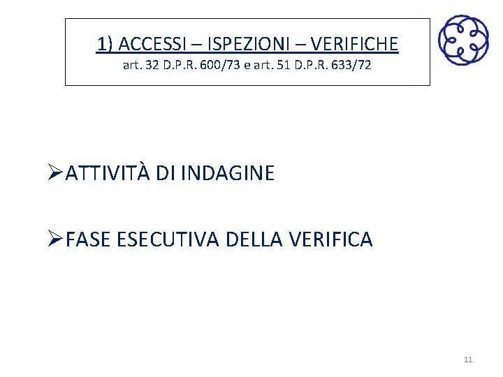 1) ACCESSI – ISPEZIONI – VERIFICHE art. 32 D. P. R. 600/73 e art.