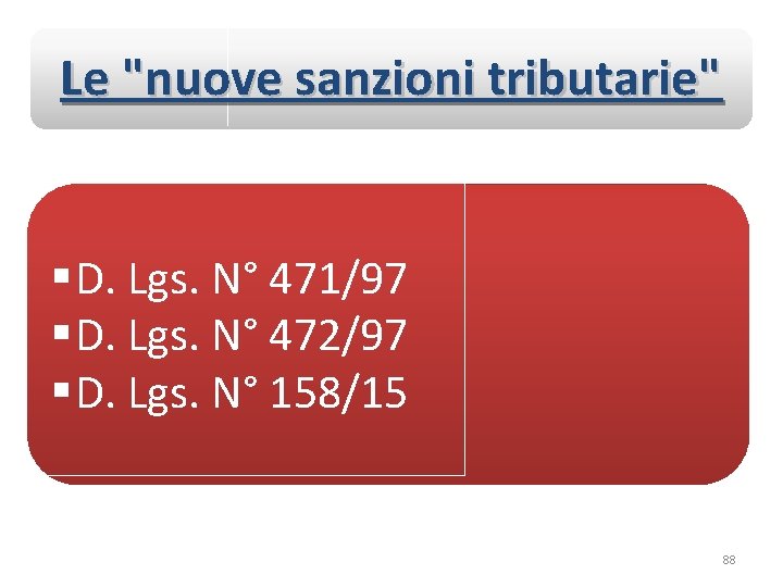 Le "nuove sanzioni tributarie" § D. Lgs. N° 471/97 § D. Lgs. N° 472/97