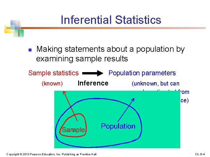 Inferential Statistics n Making statements about a population by examining sample results Sample statistics