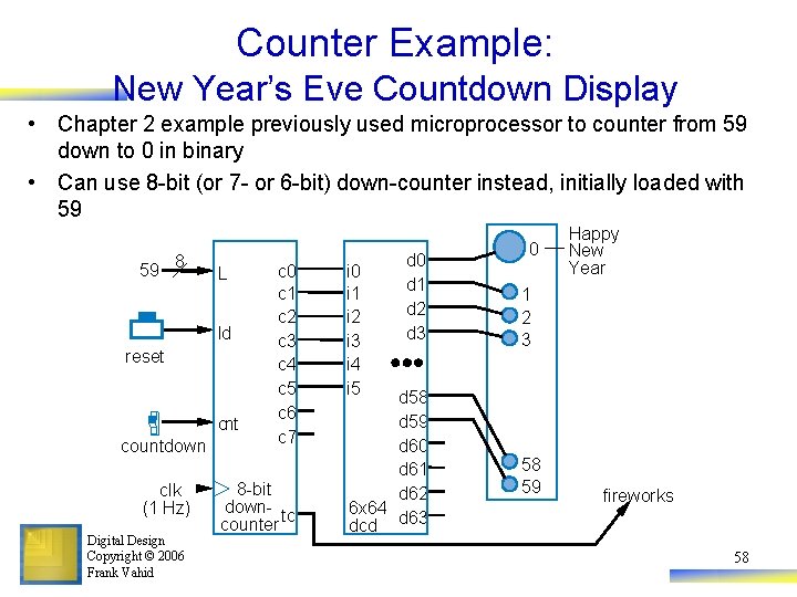 Counter Example: New Year’s Eve Countdown Display • Chapter 2 example previously used microprocessor