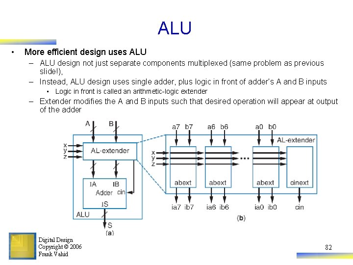 ALU • More efficient design uses ALU – ALU design not just separate components