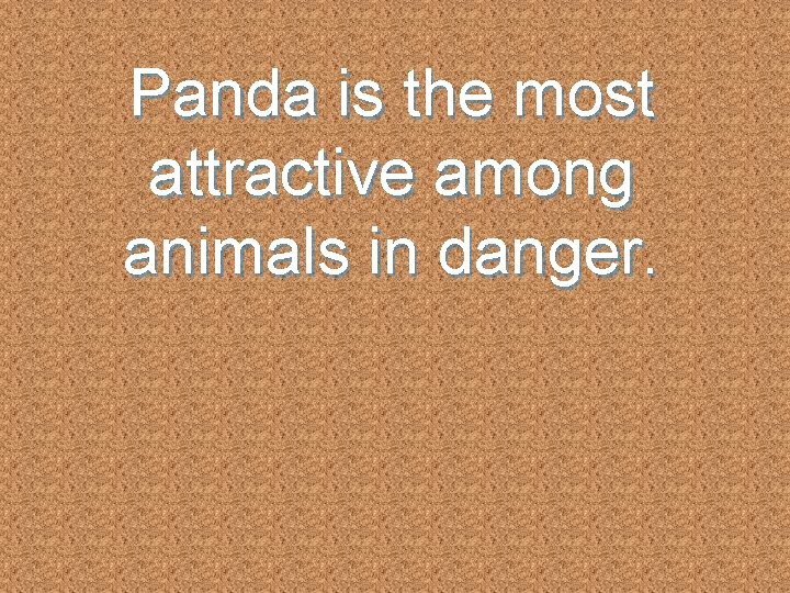 Panda is the most attractive among animals in danger. 