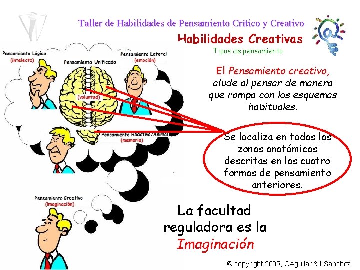 Taller de Habilidades de Pensamiento Crítico y Creativo Habilidades Creativas Tipos de pensamiento El