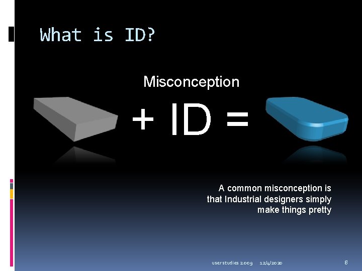 What is ID? Misconception + ID = A common misconception is that Industrial designers