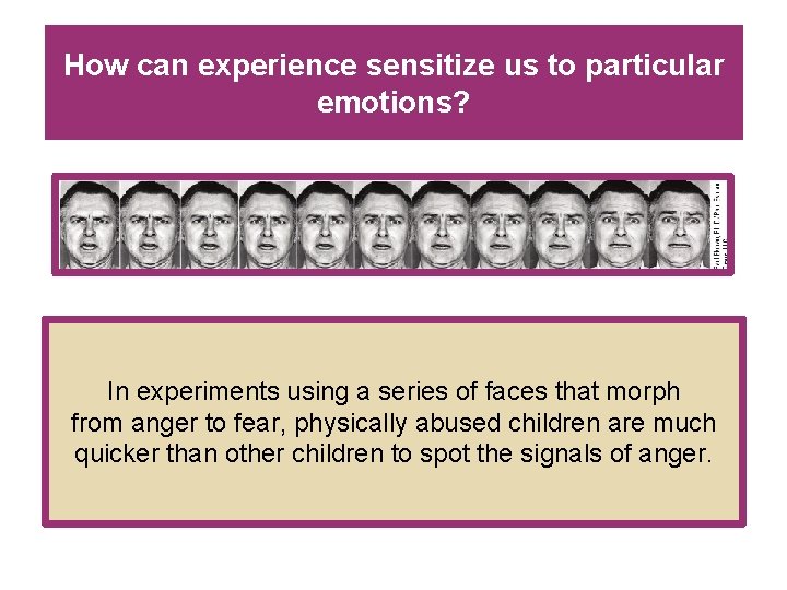 How can experience sensitize us to particular emotions? In experiments using a series of How can experience sensitize us to particular emotions? In experiments using a series of