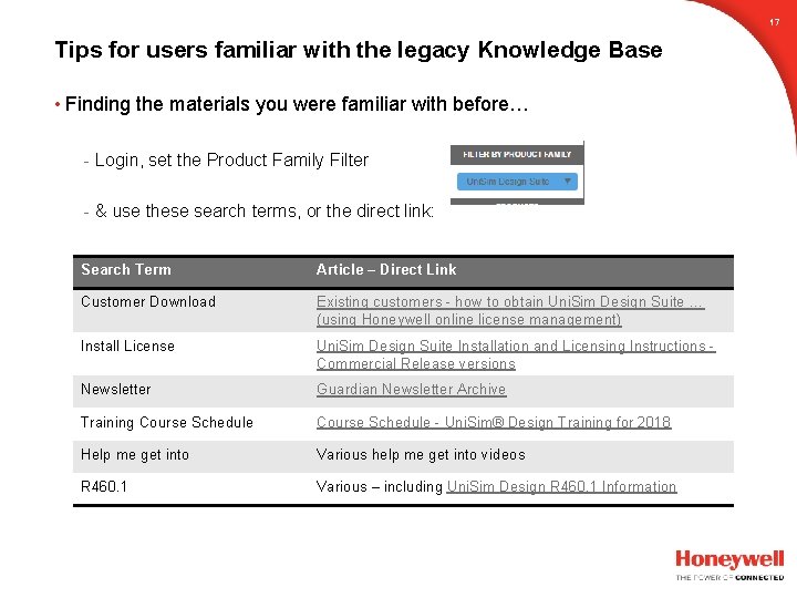 17 Tips for users familiar with the legacy Knowledge Base • Finding the materials 17 Tips for users familiar with the legacy Knowledge Base • Finding the materials
