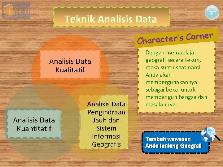 Teknik Analisis Data r e n r o C ’s r e t Charac