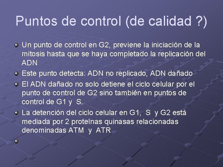 Puntos de control (de calidad ? ) Un punto de control en G 2, Puntos de control (de calidad ? ) Un punto de control en G 2,