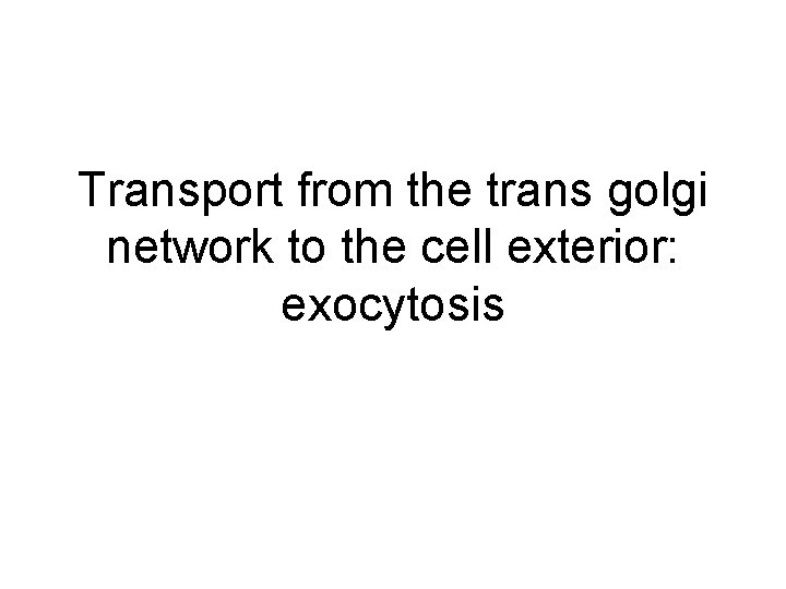 Transport from the trans golgi network to the cell exterior: exocytosis 