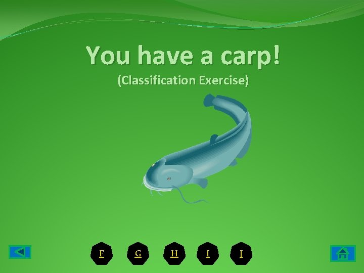 You have a carp! (Classification Exercise) F G H I J 