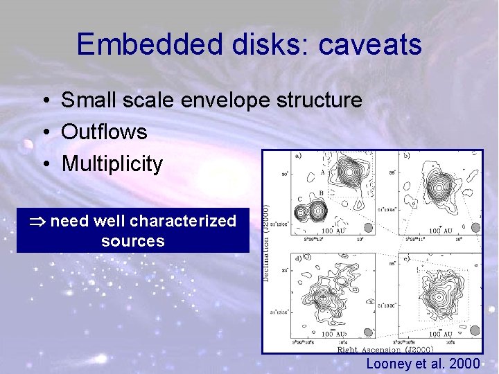 Embedded disks: caveats • Small scale envelope structure • Outflows • Multiplicity need well
