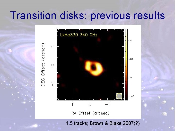 Transition disks: previous results 1. 5 tracks; Brown & Blake 2007(? ) 