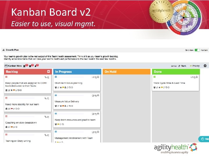 Kanban Board v 2 Easier to use, visual mgmt. 