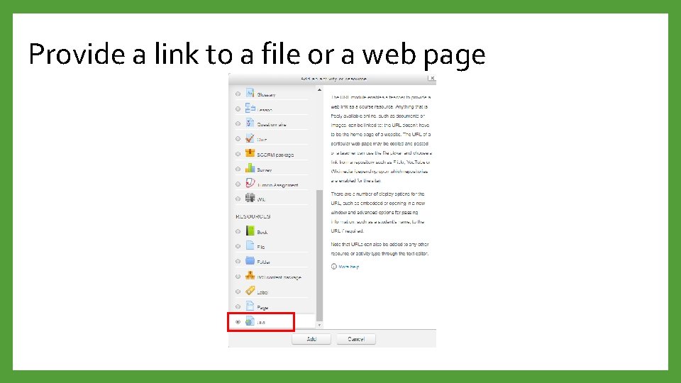 Provide a link to a file or a web page 