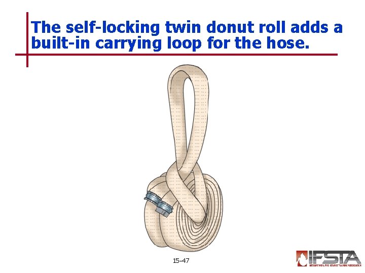 The self-locking twin donut roll adds a built-in carrying loop for the hose. 15–