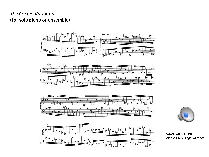The Casten Variation (for solo piano or ensemble) Sarah Cahill, piano On the CD