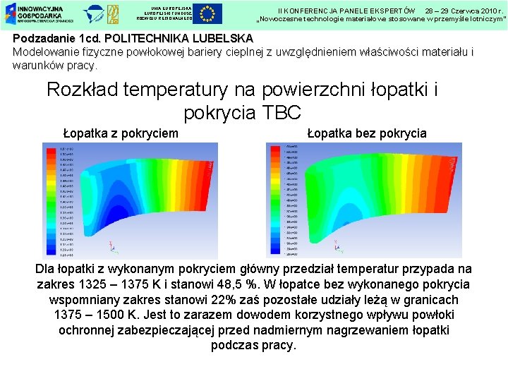 UNIA EUROPEJSKI FUNDUSZ ROZWOJU REGIONALNEGO II KONFERENCJA PANELE EKSPERTÓW 28 – 29 Czerwca 2010