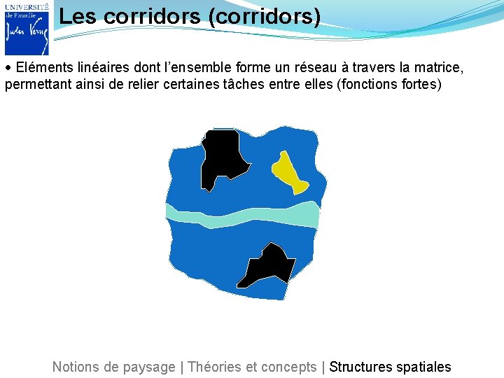 Les corridors (corridors) Eléments linéaires dont l’ensemble forme un réseau à travers la matrice,