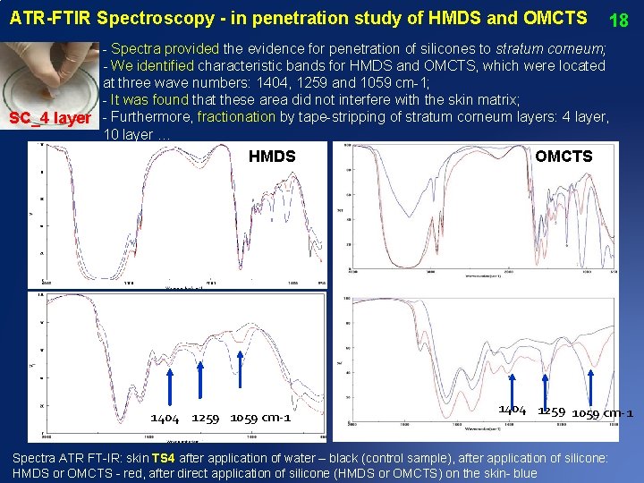 ATR-FTIR Spectroscopy - in penetration study of HMDS and OMCTS 18 - Spectra provided