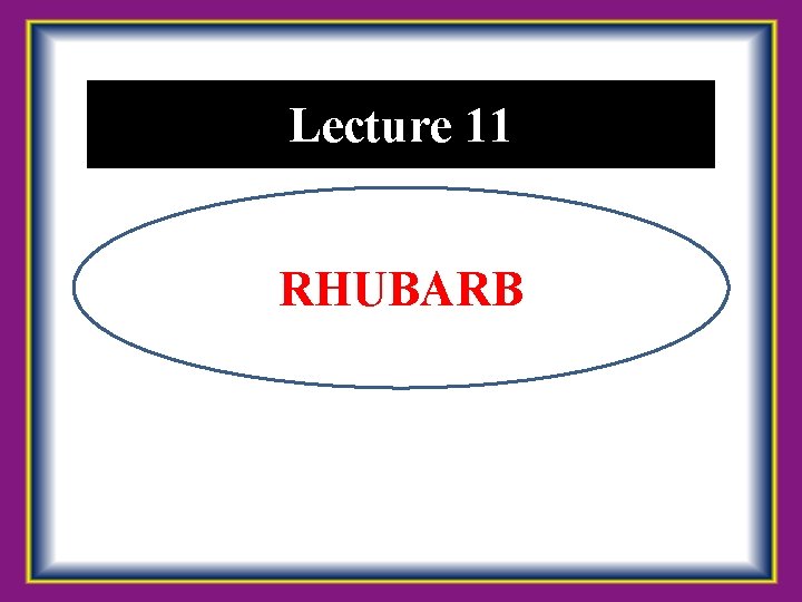 Lecture 11 RHUBARB 