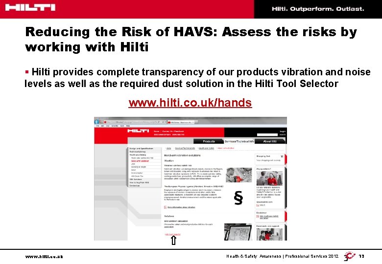 Reducing the Risk of HAVS: Assess the risks by working with Hilti § Hilti