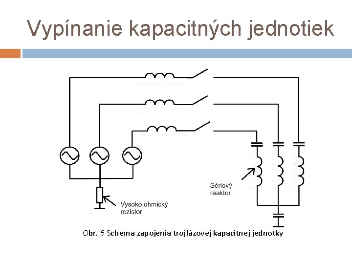 Vypínanie kapacitných jednotiek Obr. 6 Schéma zapojenia trojfázovej kapacitnej jednotky 