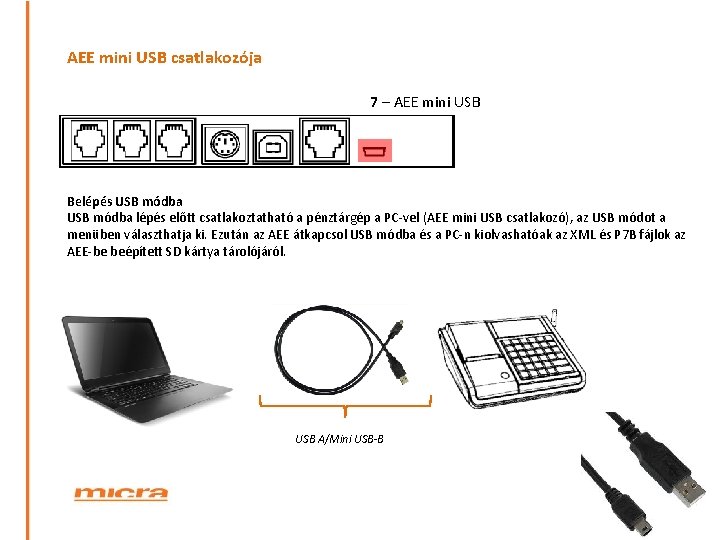 AEE mini USB csatlakozója 7 – AEE mini USB Belépés USB módba lépés előtt
