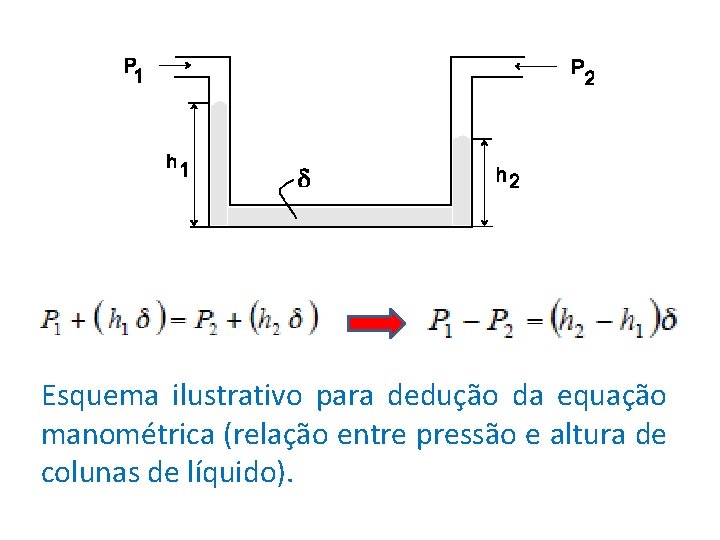 Esquema ilustrativo para dedução da equação manométrica (relação entre pressão e altura de colunas