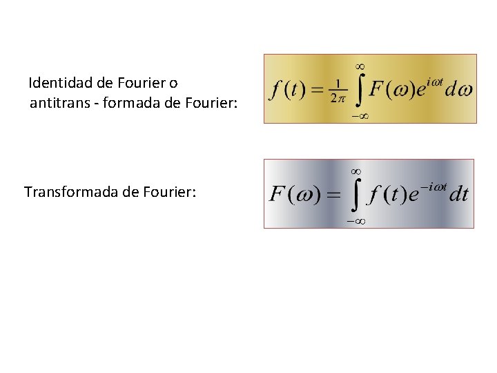 Identidad de Fourier o antitrans - formada de Fourier: Transformada de Fourier: 