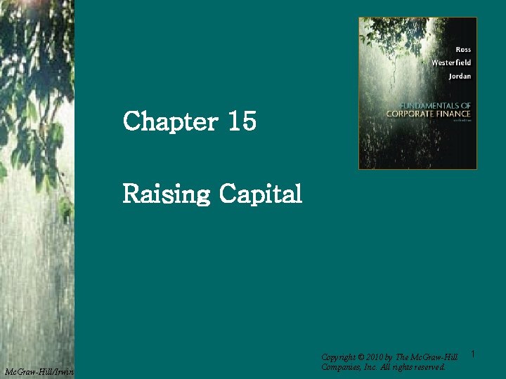Chapter 15 Raising Capital Mc. Graw-Hill/Irwin Copyright © 2010 by The Mc. Graw-Hill Companies,