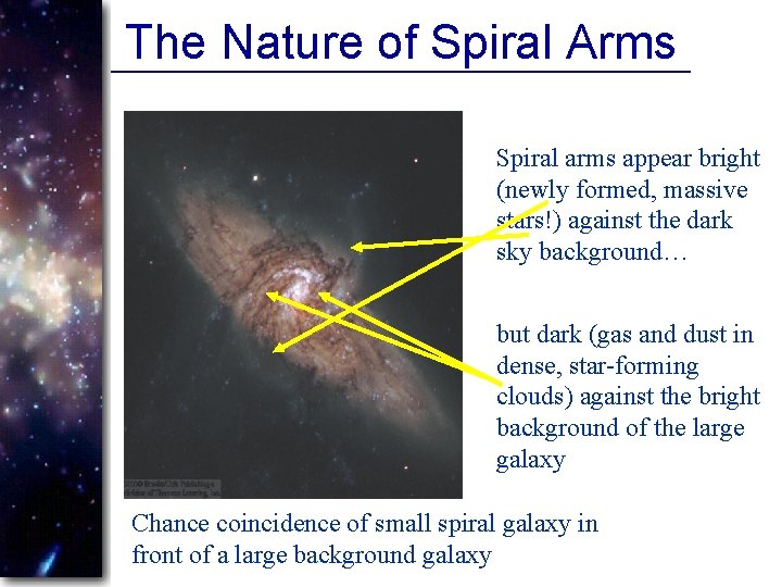 The Nature of Spiral Arms Spiral arms appear bright (newly formed, massive stars!) against