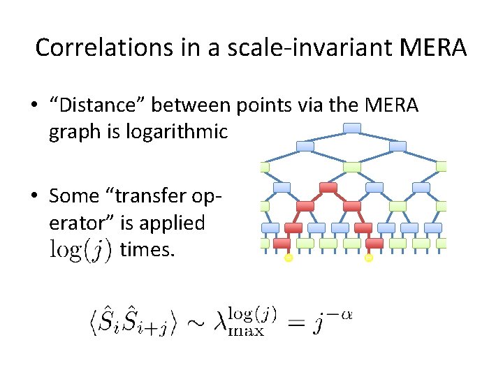 Correlations in a scale-invariant MERA • “Distance” between points via the MERA graph is Correlations in a scale-invariant MERA • “Distance” between points via the MERA graph is