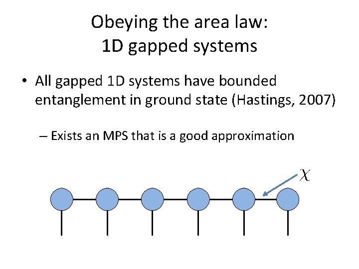 Obeying the area law: 1 D gapped systems • All gapped 1 D systems Obeying the area law: 1 D gapped systems • All gapped 1 D systems