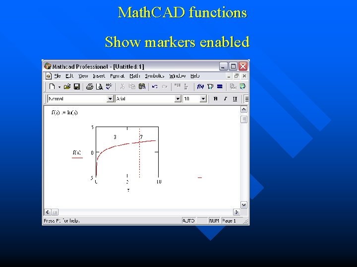 Math. CAD functions Show markers enabled 